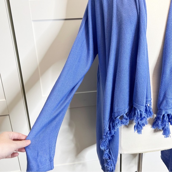 Duffield Lane Ashley Tassel Sweater Cardigan Iris Large New - Picture 3 of 6